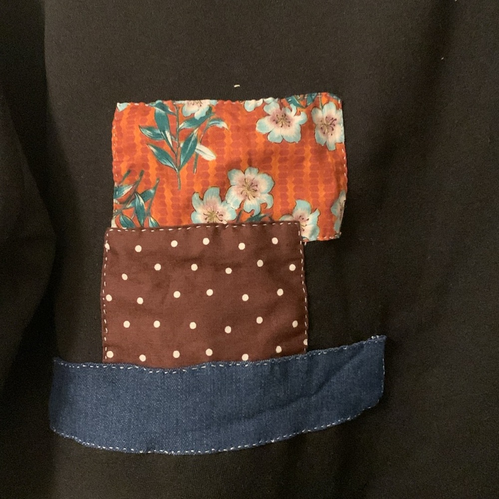 hand sewn patchwork fall black fleece hoodie size xxl - Picture 8 of 12